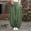 Spring and Autumn Women's Plus Size Draped Loose Lantern Pants Cotton Linen Meditation Taiji Pants Trousers
