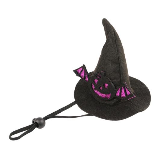 Lightweight Pet Headgear Halloween Cat Witch Hat, Fun Hat with Adjustable Elastic Strap, Cartoon Comfortable Headwear Ghost Pumpkin Bat Skull for Cats