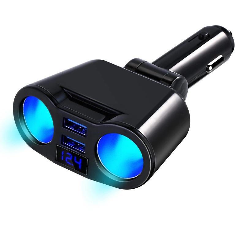 Автомобильное зарядное устройство с двумя USB-портами и вращающимся разветвителем прикуривателя
