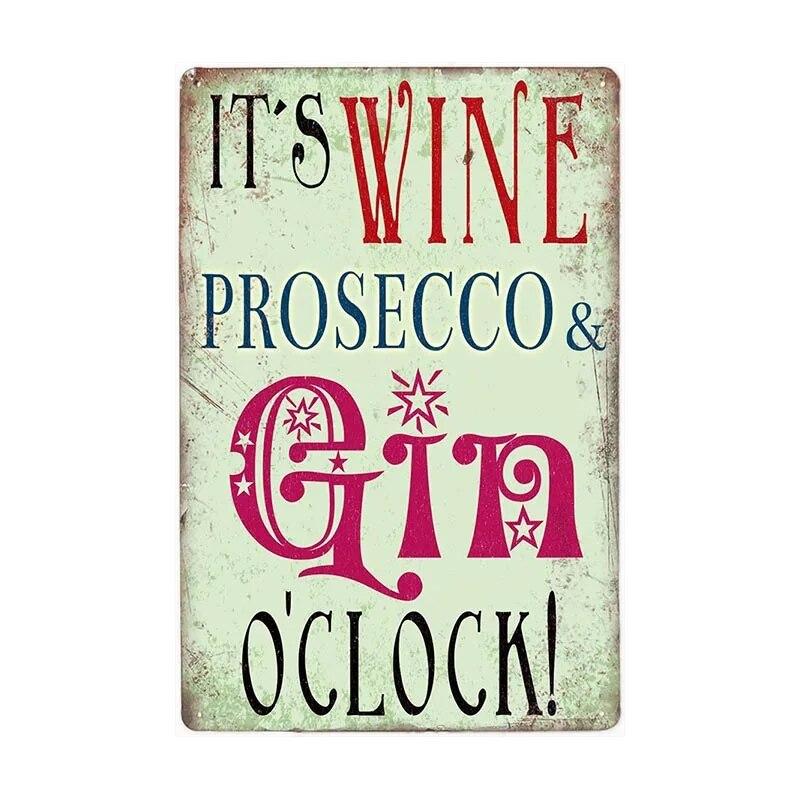 Prosecco O'Clock Metal Tin Signs Plates Cocktails Vintage Plaque Posters Pub Bar Art Wall Decoration Retro Home Decor 20x30cm