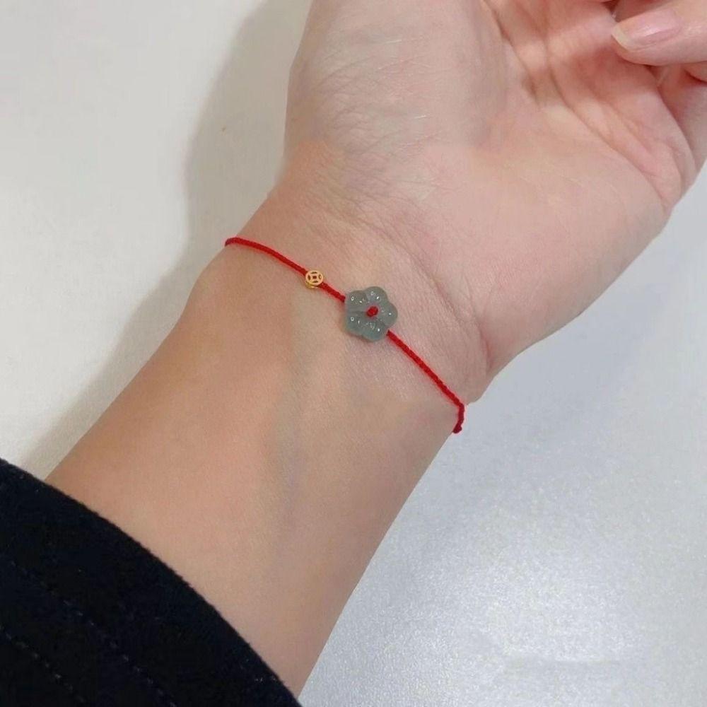 Милый браслет-талисман из веревки, плетеный браслет из веревки с цветочным узором, новое плетеное вручную кольцо из монеты и веревки