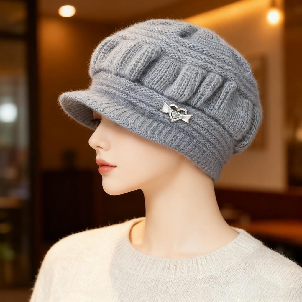 Зимние бархатные шляпы для пожилых женщин, шляпы для среднего и пожилого возраста, вязаные шерстяные шапки из акриловой мерсеризованной пряжи, женские зимние теплые шляпы для мам.