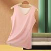 Women Thermal Tank Top Square Neck Sleeveless Warm Camisole Top with Front And Back Pockets Winter Double Layer Basic Undershirts