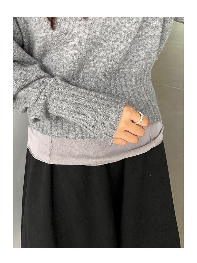 EVERTURE Женский облегающий топ с длинными рукавами и воротником-стойкой, осенний корейский стиль