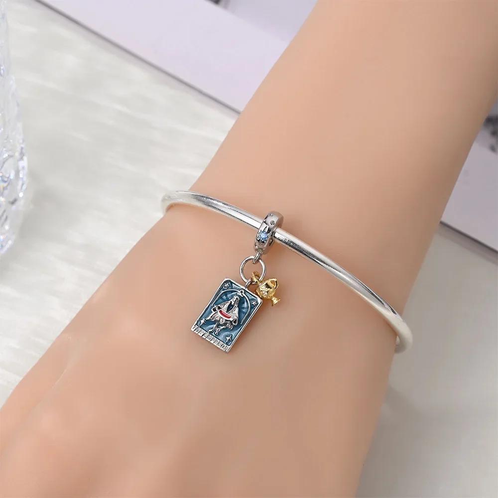 Pink Tarot Card Pendant Bead Component Stars Moon Sun Authentic Original Copper Metal Charm Bead Components Bead Components Compatible With Bracelet