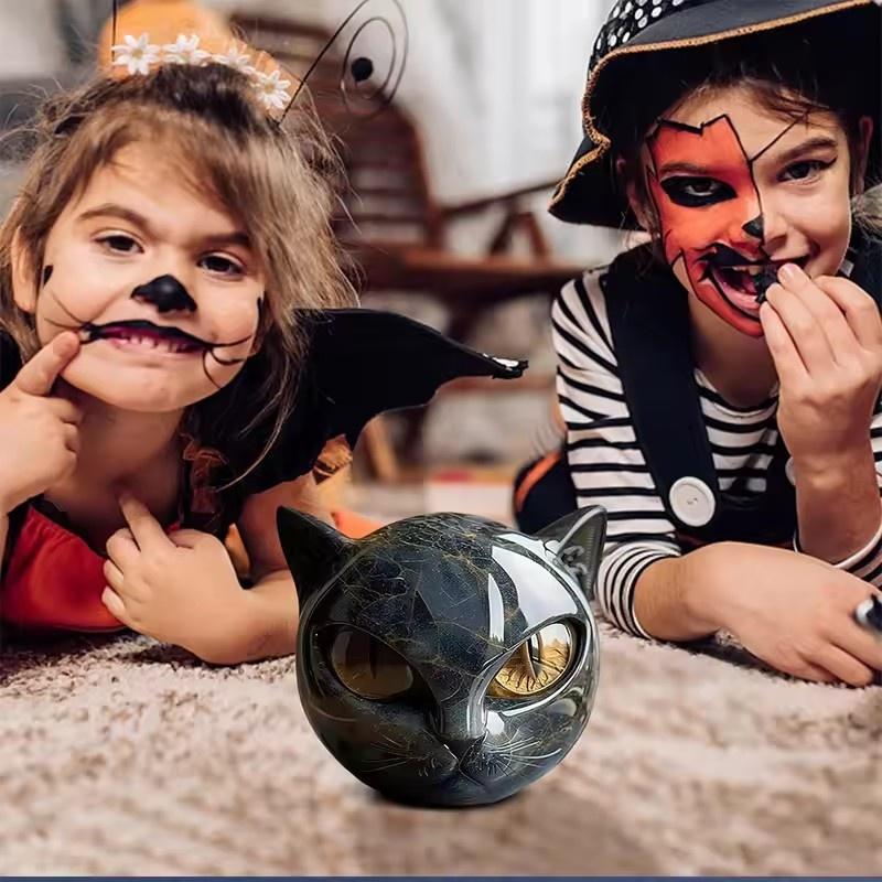 Уникальное Подарочное Произведение Искусства Скульптура Янтарные Глаза Вырезанная Вручную Каменная Скульптура Кошки Элегантный Домашний Декор Целебный Камень для Кошки для Женщин