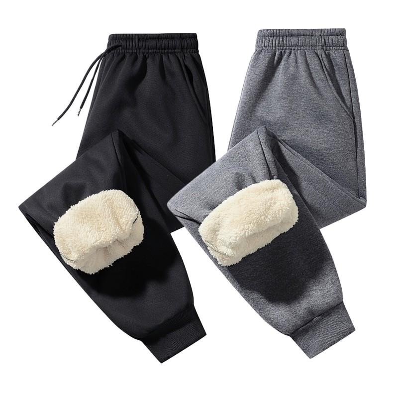 Mens Fleece Lined Pants Winter Warm Casual Trousers Daily Wear