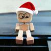 Christma Shaking Man Statue Wooden Man Figurines With 12 Replacement Expression Unique Car Dashboard Decoration Desktop Ornament