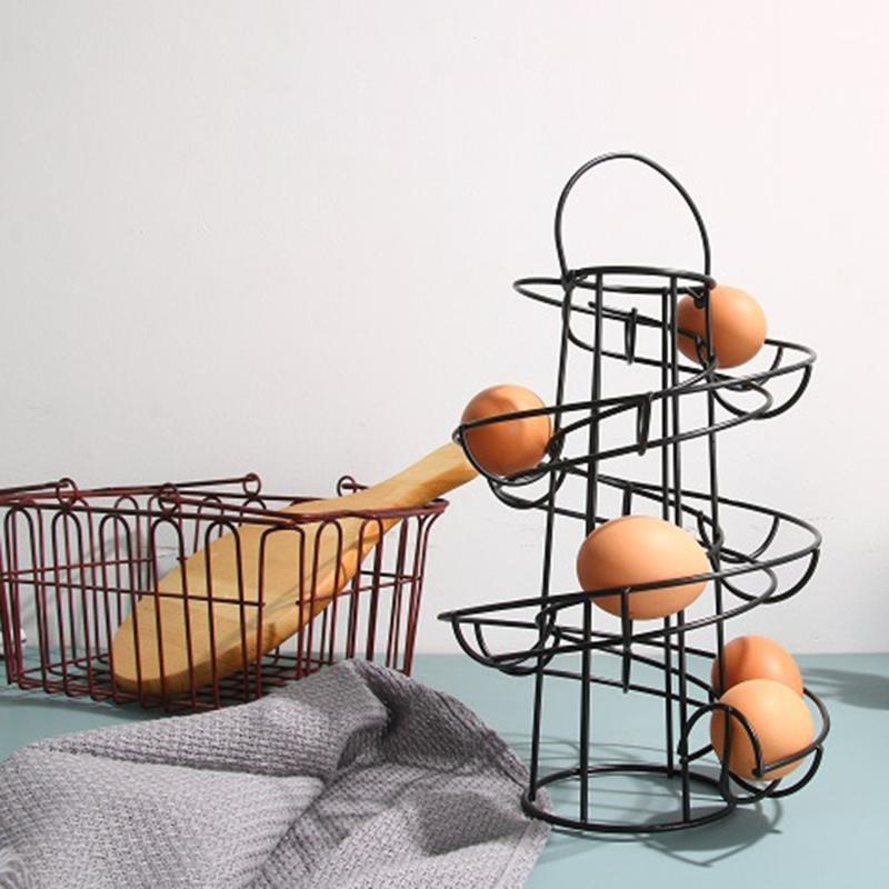 Egg Rack Spiral Storage Egg Skelter Deluxe Spiraling Dispenser Basket Storage Space Multi-functional