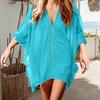 Beach Cover Up V-Neck Half Sleeve Splicing Design Bikini Swimsuit Cover Up Solid Color Beachwear Summer Accessories