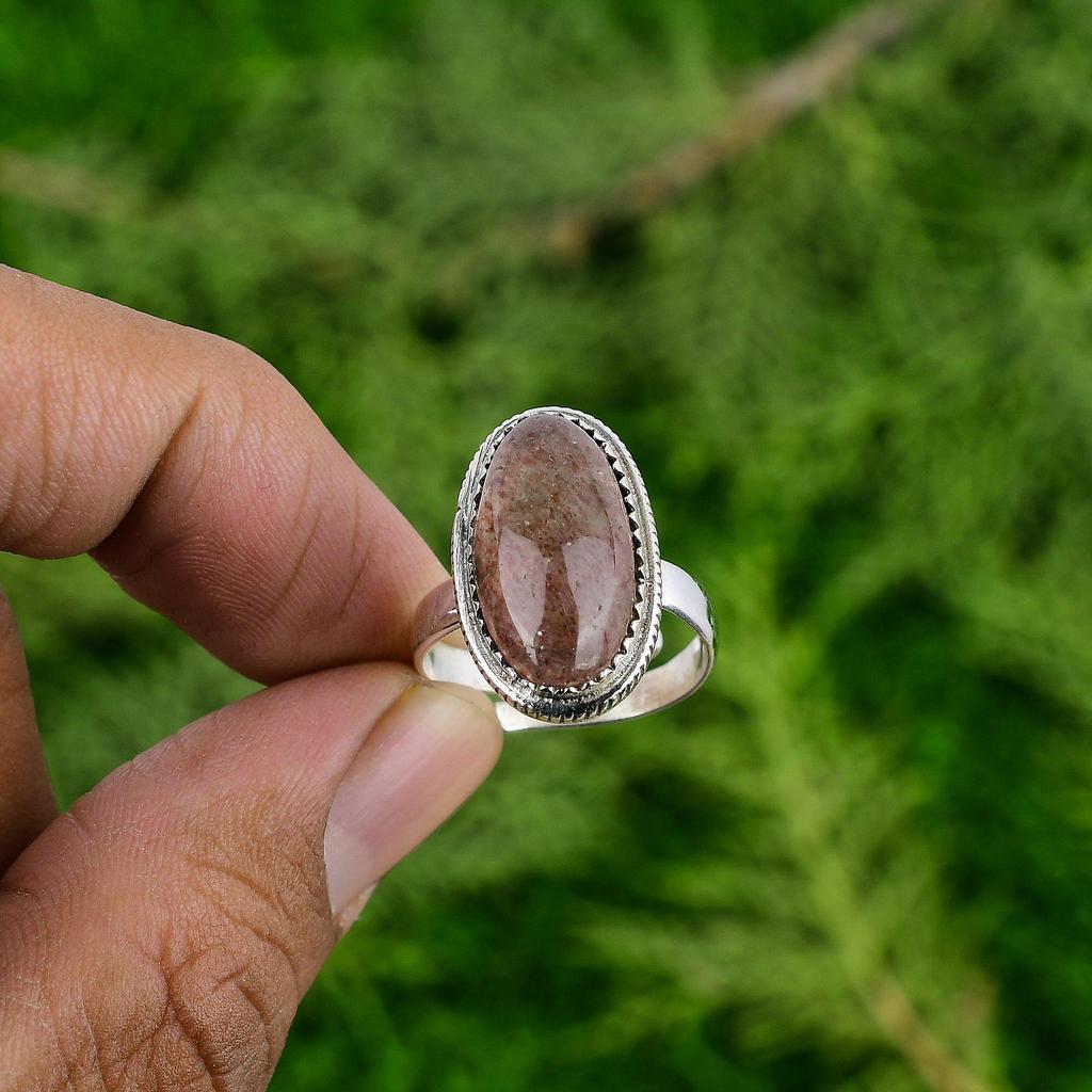 Овальный Солнечный камень Драгоценный камень Мать Мастер Заявление Ручной работы Новый Кольцо 925 Серебро