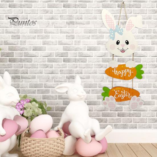 Деревянное пасхальное украшение, подвесное украшение в виде кролика, морковки, подвеска с надписью «Счастливой Пасхи» для входной двери дома, гостиной, сада