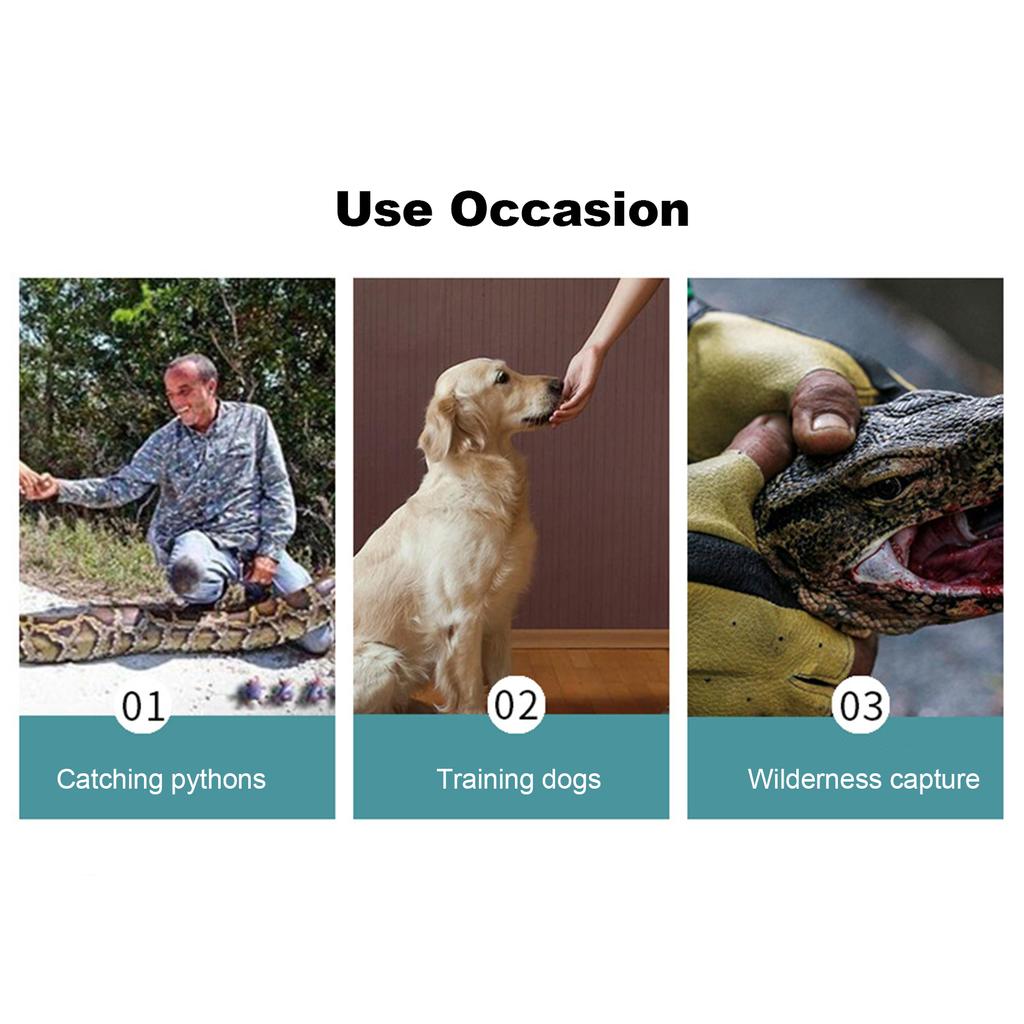 Anti-Bite Safety Gloves Ultra Long Leather Green Pets Grip Biting Protective Gloves for Catch Dog