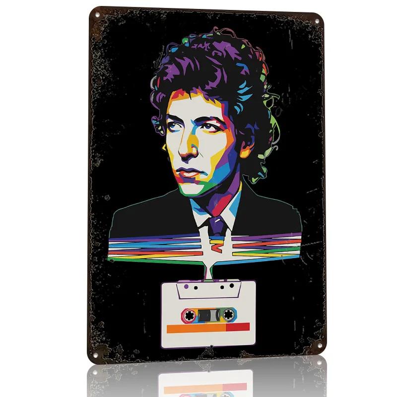 Bob Dylan Pop Art Cassette Personalized D Textured Metal Poster Wall Art Vintage Tin Signs for Home Decor Ornaments Wand Deko