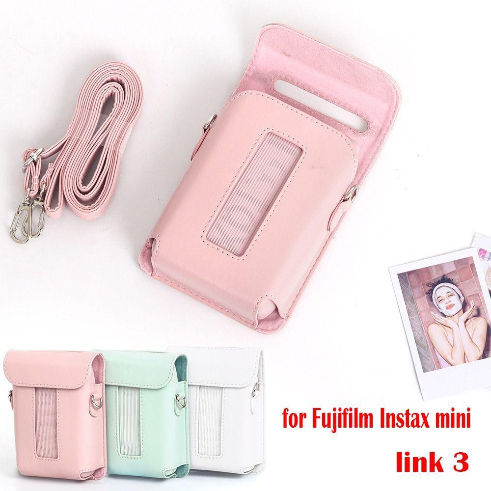 PU Leather Printer Carrying Case Retro with Shoulder Strap Storage Bag Dustproof Shockproof for Fujifilm Instax Mini Link 3