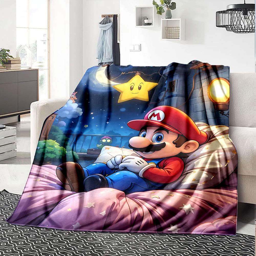 Mario Dreams Moonlight Flannel Blanket Super Soft Warm Cozy Blanket For Sofa Bed Office Travel Allseason Home Decor Gift