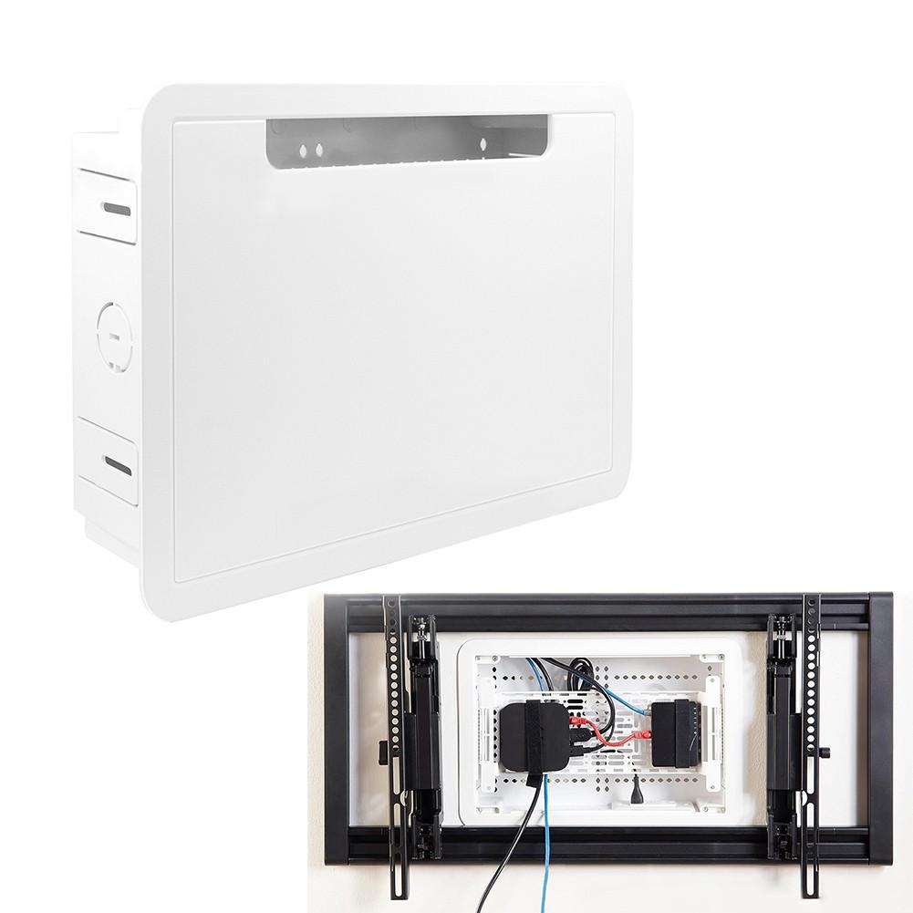 Recessed TV Outlet Box with Cable Management for Home Entertainment Systems