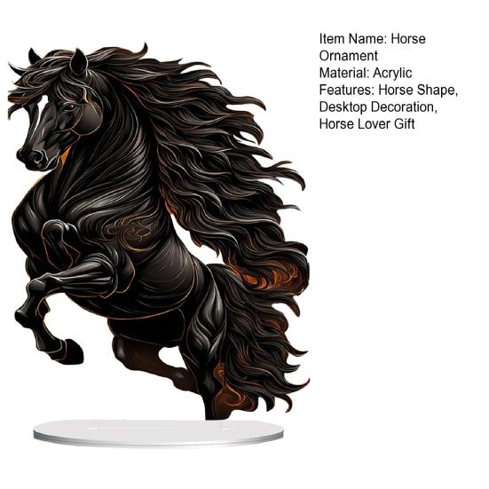 Acrylic Horse Table Sign 2D Flat Black Horse Shaped Decoration Sign Home Living Room Bedroom Tabletop Ornament Horse Lover Gift