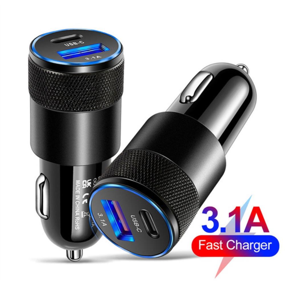 3.1A USB Car Charger QC3.0 Type C Mobile Phone PD Fast Charging Adapter In CarFor IPhone Samsung