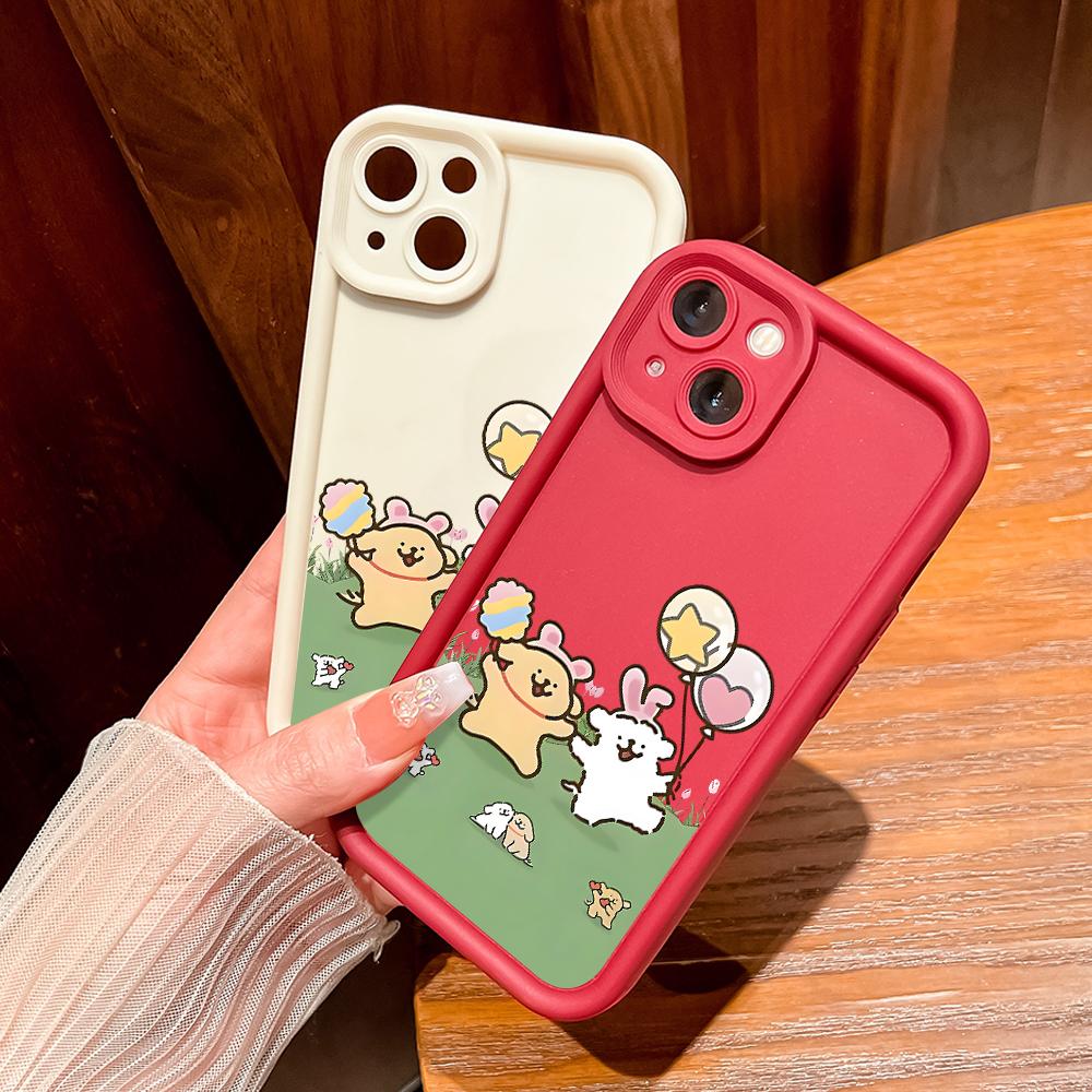 Для Huawei P50 Pro P40 Lite Honor 8X 9X X9 Tecno Spark Go Infinix Smart 8 Vivo V29 V30 Y02 Y16 мягкий силиконовый квадратный чехол для телефона с изображением мультяшных собак и воздушных шаров