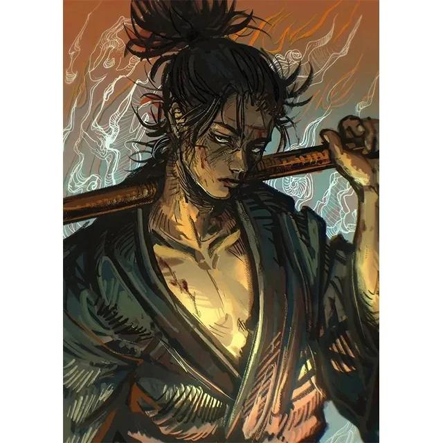 Japan Samurai Musashi Vagabond Black White Canvas Prints Poster Modern Wall Art for Living Room Bedroom Home