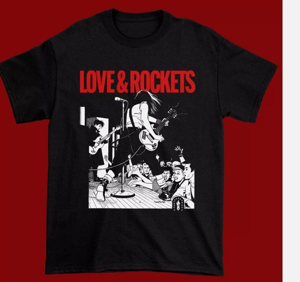 Love and Rockets Группа Короткий рукав Хлопок Черный Все размеры S-5XL Рубашка Унисекс Футболка