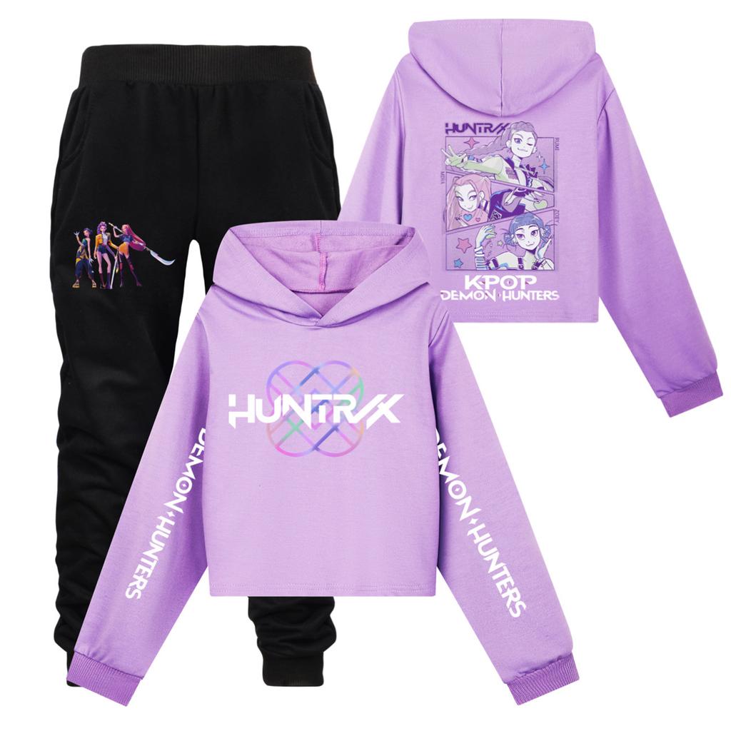 Детский худи и брюки, двухпредметный спортивный костюм, комплект свитшота с длинным рукавом и принтом