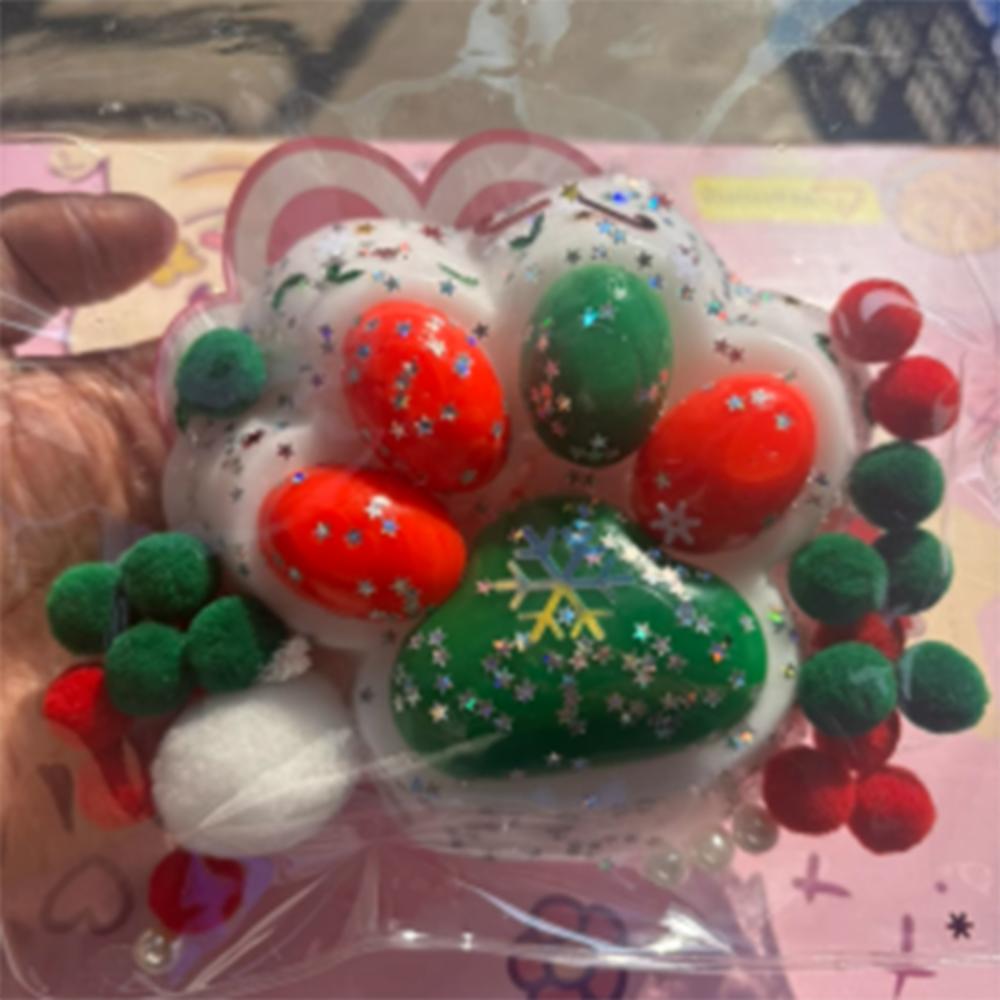 Медленно восстанавливающиеся рождественские игрушки-антистресс в виде кошачьей лапы, игрушка-антистресс для сжимания и разминания в виде кошачьей лапы, рождественский подарок