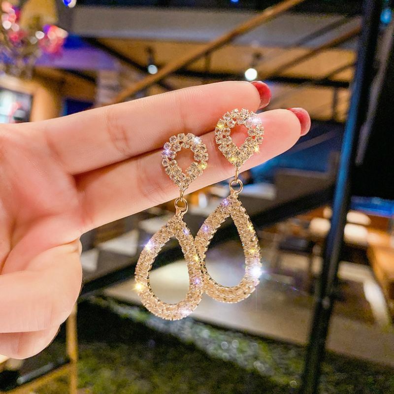 Cute Female Big Water Drop Earrings Fashion  Color Gold Wedding Earrings Jewelry Vintage Long Dangle Earrings For Women