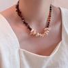 Holiday Style Natural Stone Beaded Necklace Women's Irregular Special-shaped Shell Collarbone Chain Niche Neck Chain with Jewelry