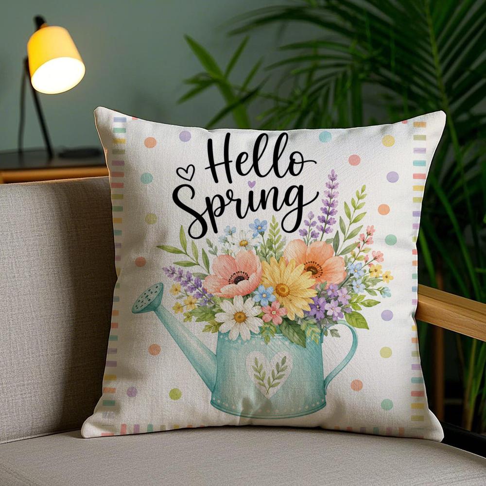 Summer Flowers Cushion Cover Short Plush Soft DoubleSided Printing Pillow Case Cozy Sofa Bedroom Home Decor Gift