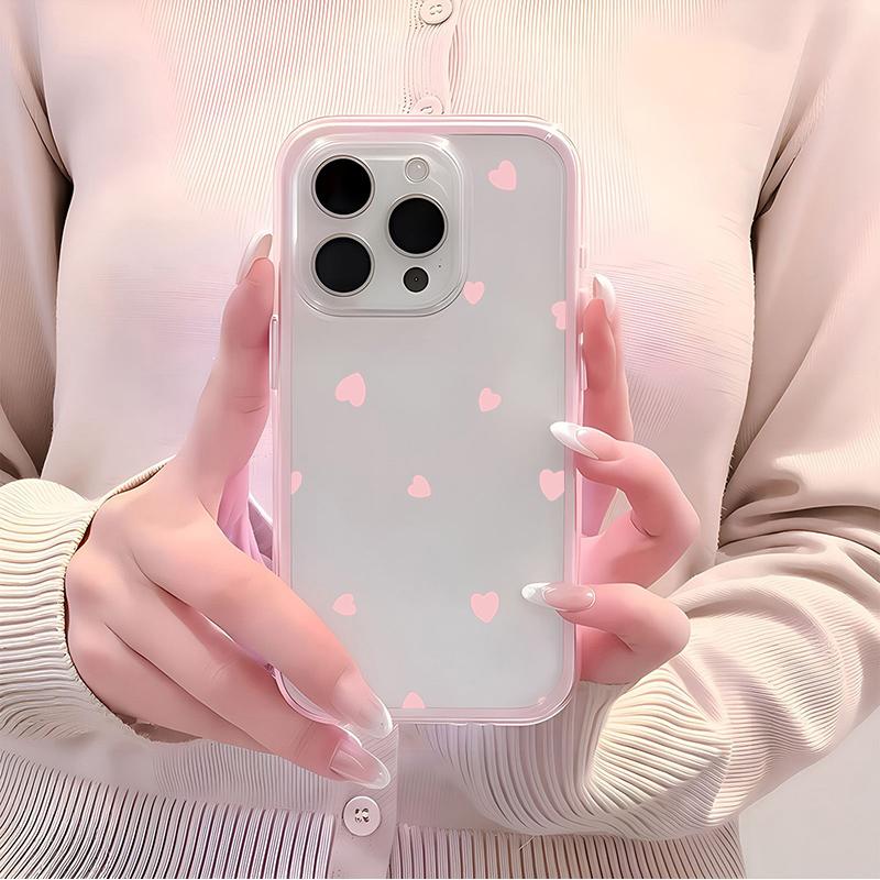 Розовое Сердце Любви ТПУ Прозрачный Розовый Чехол Для Телефона Для iPhone 17 16 15 Pro Max 14 13 12 11 Pro 14 15 Plus Ударопрочный Мягкий Чехол