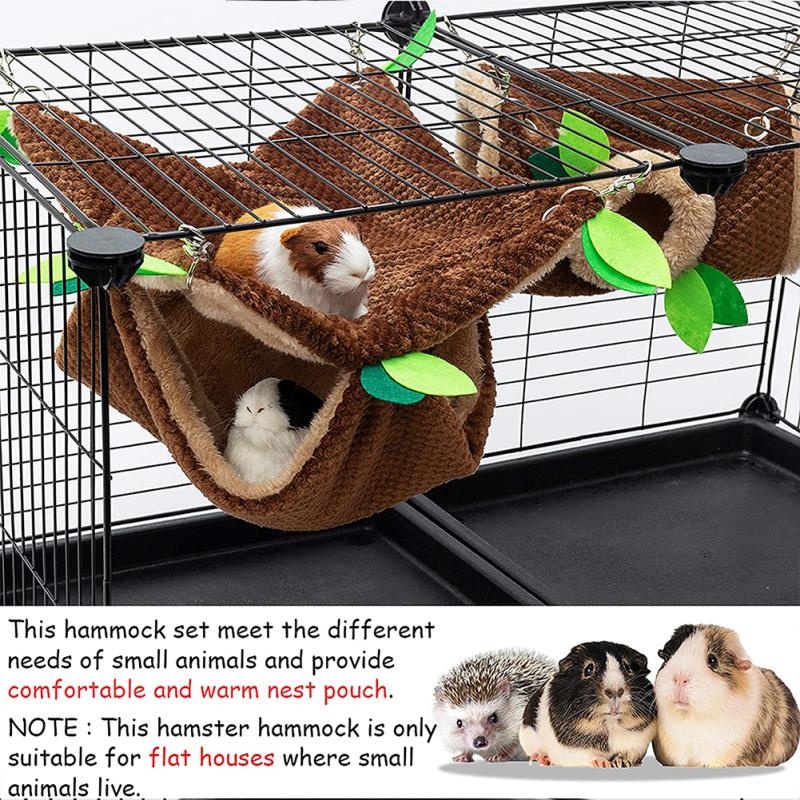 2pcs/set Plush Hanging Hammock Tunnel Hideout Warm Double-layer Pet Sleeping Bag Supplies