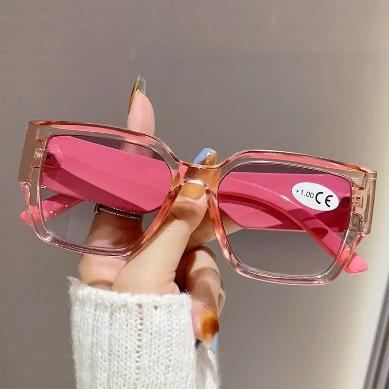 Women's New Fashion Square Frame Reading Glasses Neutral Oversized Frame High-definition Anti-blue Light Presbyopia Glasses
