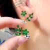 Trending Green Flower Earrings For Women Elegant Delicate Leaf Stud Earrings Korean Fashion Jewelry