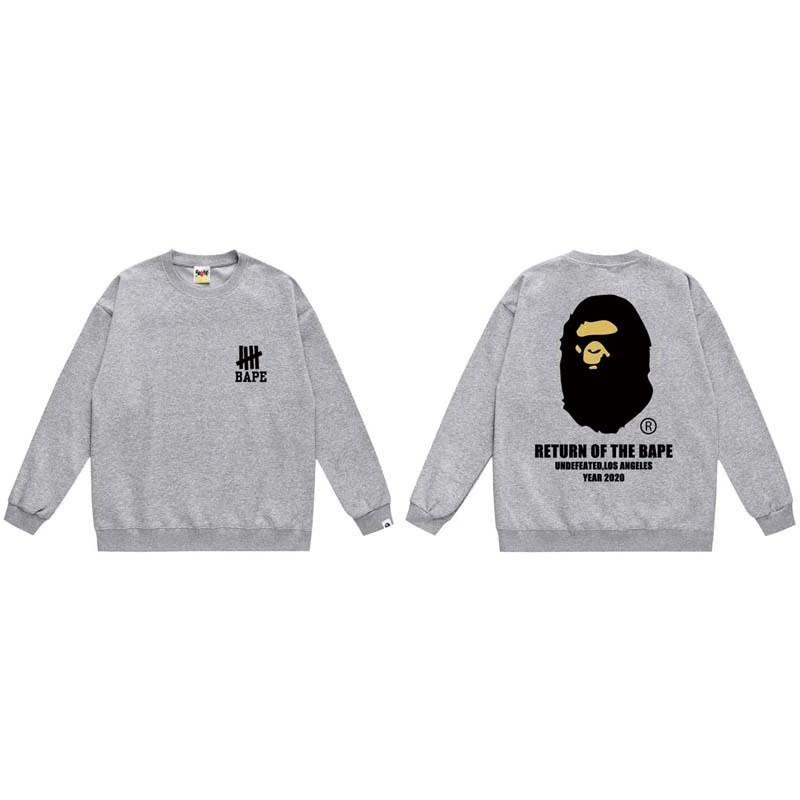 BAPE-Style Heavyweight Cotton Crewneck Sweatshirt Mens Oversized Streetwear Pullover Fall