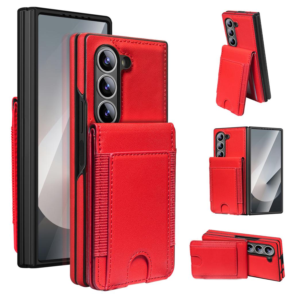 Чехол для телефона Galaxy F6 кожаный чехол подходит для Samsung Z Fold 7 Держатель слот для карт чехол для телефона закаленное стекло