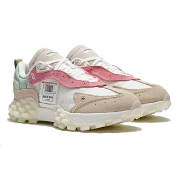 Тканевые модные амортизирующие нескользящие износостойкие дышащие спортивные повседневные кроссовки с низким верхом для женщин, белые/розовые, AZGS034-4