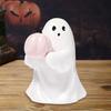 Yousheng Halloween Ghost Figurine Cute Small Ghost Holding Bat/Pink Pumpkin Statue Resin Tabletop Ornament for Bookshelf Bedroom Home Decor