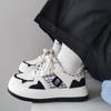 Flange In Black and White Plaid Casual Sneakers Women's Spring and Autumn New University Style All-Matching Round Toe White Shoes