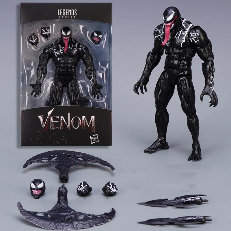 SHF Venom Carnage Action Figure Joint Movable Toys Venom Legends Change Face Statue Model Doll Collectible Kids for Toy Gift