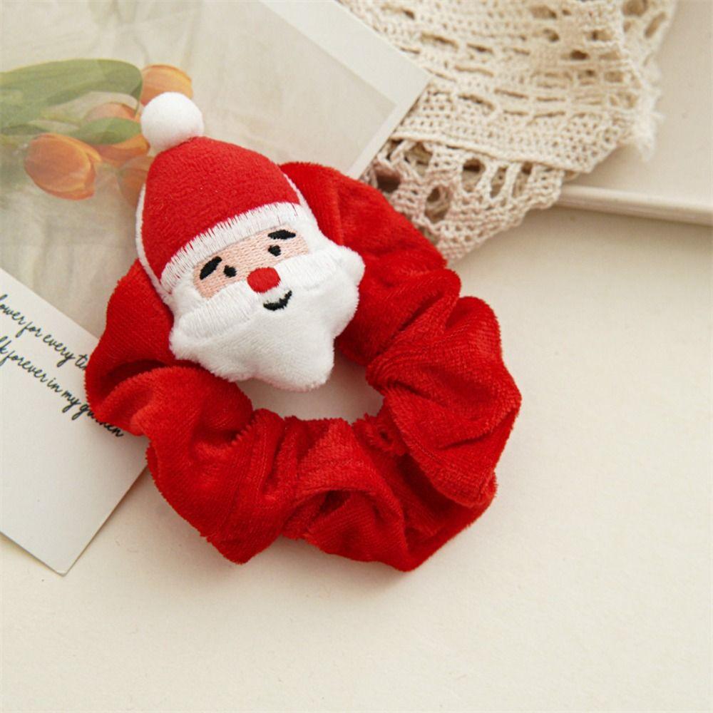 Cute Hair Rope Plush Santa Claus Lint Christmas Scrunchies  Girl