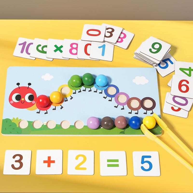 Early Education Educational Children'S Caterpillar Computing Clip Beads Color Cognition Concentration Training Toy