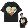 Streetwear T-Shirts Hey Arnold Helga Pataki Cartoon Washed T Shirt Short Sleeve Hip Hop T-Shirt Tops Tees for Men Women