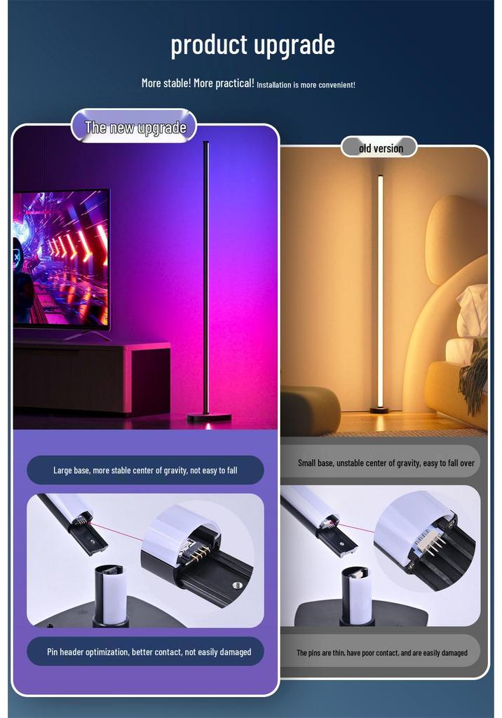 Цветная напольная лампа RGB с синхронизацией по музыке: Полная подсветка, реагирующая на звук, для спальни и гостиной