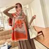 Winter Literary Imitation Cashmere Scarf Women'S Elegant Landscape Flower Language Scarf Thickened Warm Windproof Versatile Shawl