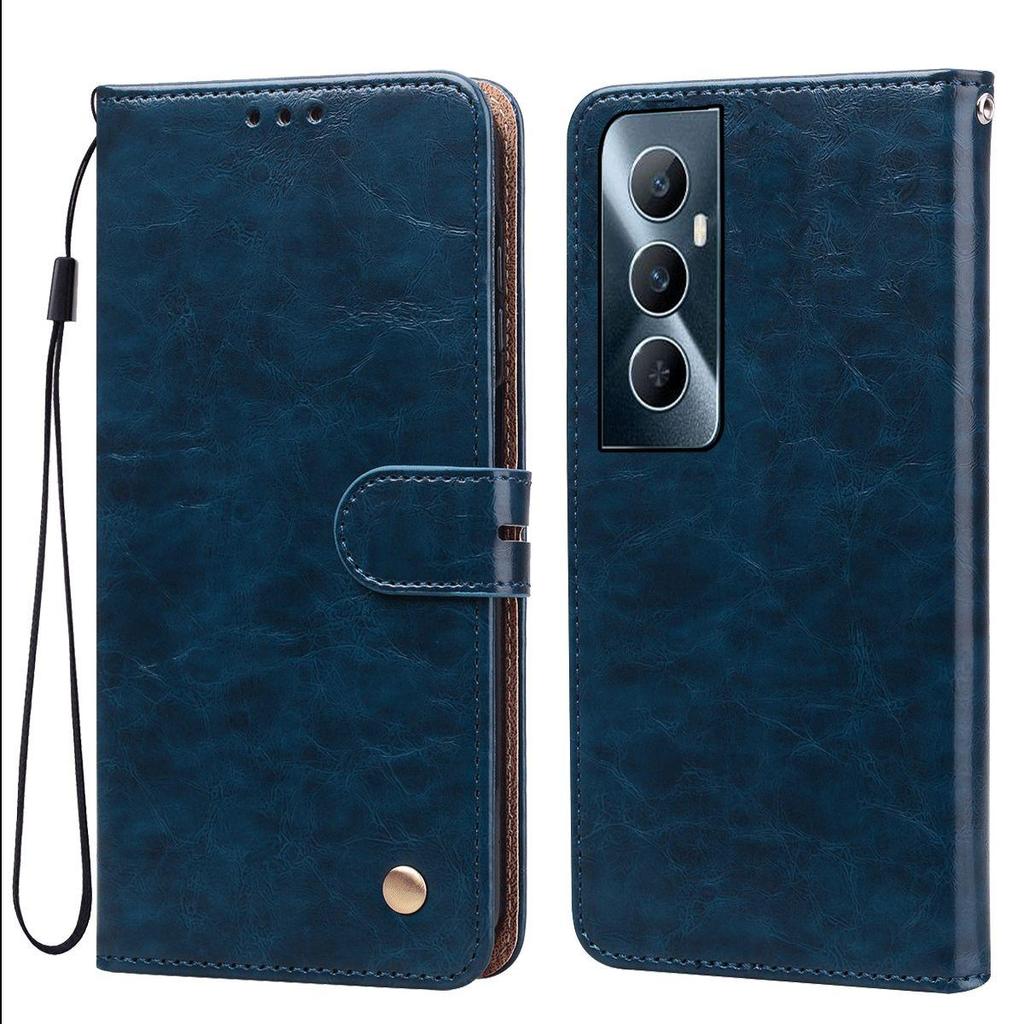 Винтажный чехол-бумажник с текстурой Crazy Horse из ПУ-кожи для realme C65 4G, держатель для карт, подставка, ударопрочный защитный чехол