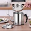 304 Stainless Steel Kitchen Oil Filter Pot Oiler Oil Leak Proof Bottle Large Capacity Oil Storage Tank Filter