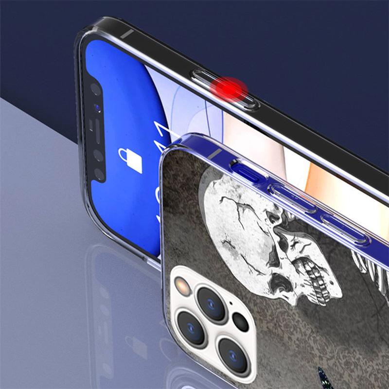 Ретро Чехол для телефона с черепом и бабочкой Для iPhone 17 Air 11 13 Mini 14 15 Plus 16 12 Pro Max 16E SE 7 8 Узор Мягкий ТПУ Задняя крышка 1