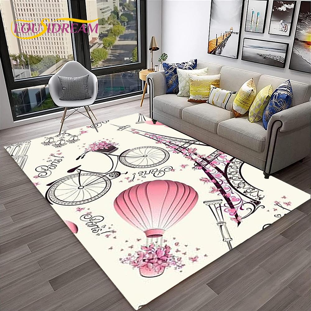 Франция Париж Эйфелева башня Ретро Ковер Коврик для дома Гостиная Спальня Диван Придверный коврик Декор, Коврик для детской игровой зоны Нескользящий напольный коврик